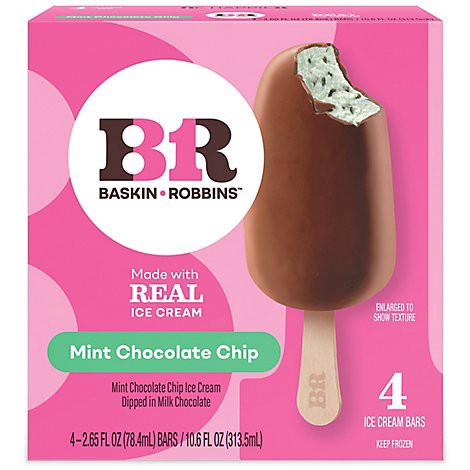 slide 1 of 1, Baskin Robbins Ice Cream Bars Mint Chocolate Chip - 4-2.65 Fl. Oz., 10.6 fl oz