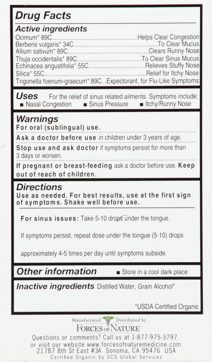 slide 5 of 9, Forces of Nature Sinus Organic Medicine 10 ml, 10 ml
