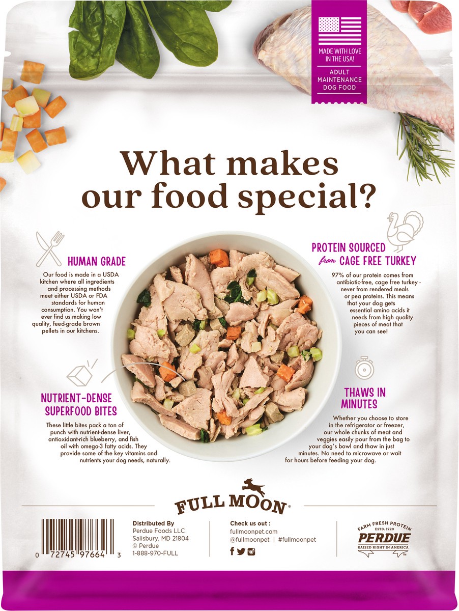 slide 5 of 5, FULL MOON Freshly Crafted Homestead Turkey Recipe Dog Food, 24 oz., 24 oz