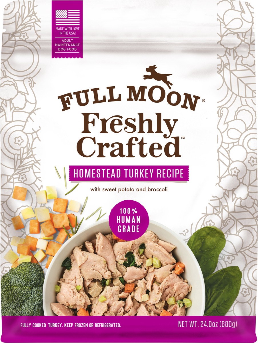 slide 3 of 5, FULL MOON Freshly Crafted Homestead Turkey Recipe Dog Food, 24 oz., 24 oz