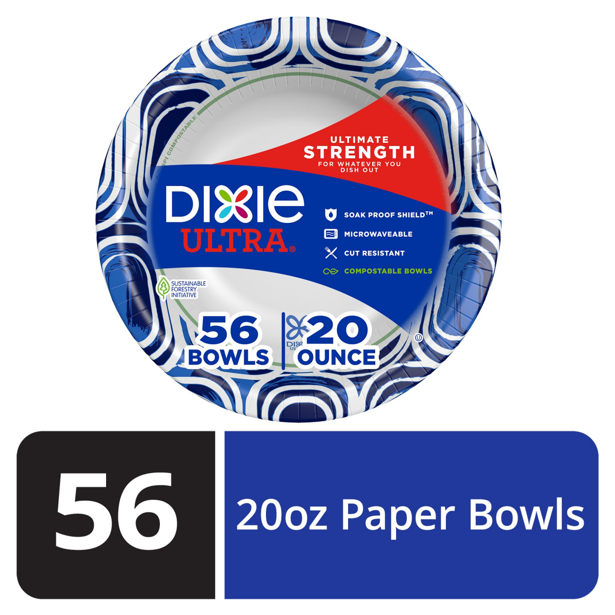 slide 1 of 5, Dixie Ultra Compostable 20 Ounce Bowls, 56 Count, 56 ct