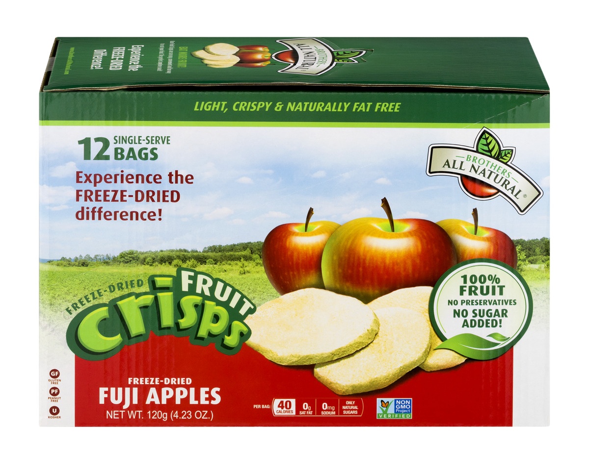 slide 1 of 1, Brothers All Natural Fruit Crisps Freeze-Dried Fuji Apples - 12 PK, 4.23 oz