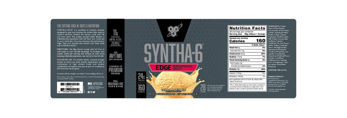 slide 3 of 7, BSN Syntha-6 Edge - Vanilla Milkshake, 2 lb