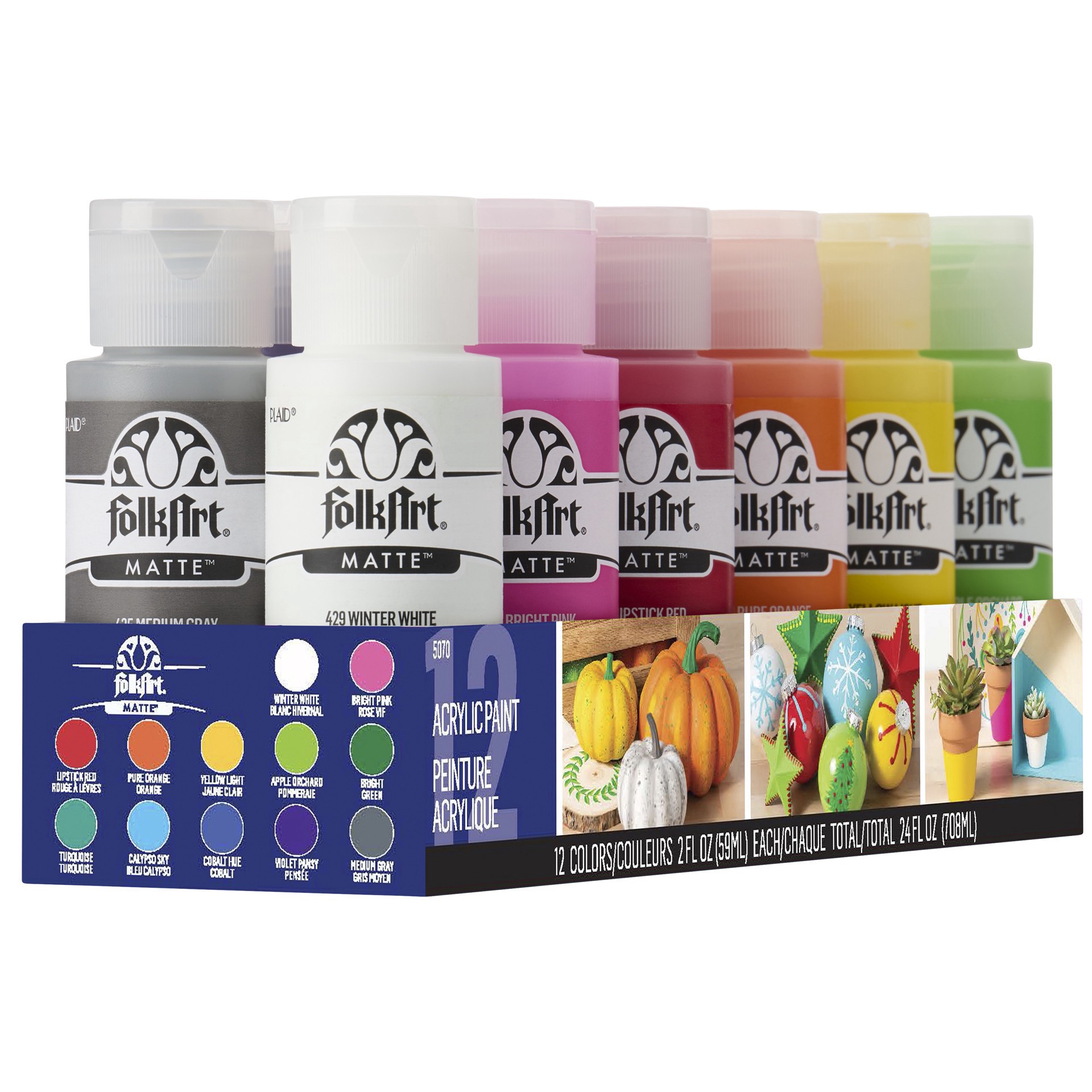 slide 6 of 7, Folkart Matte Festival Acrylic Paint Set, 2 fl oz