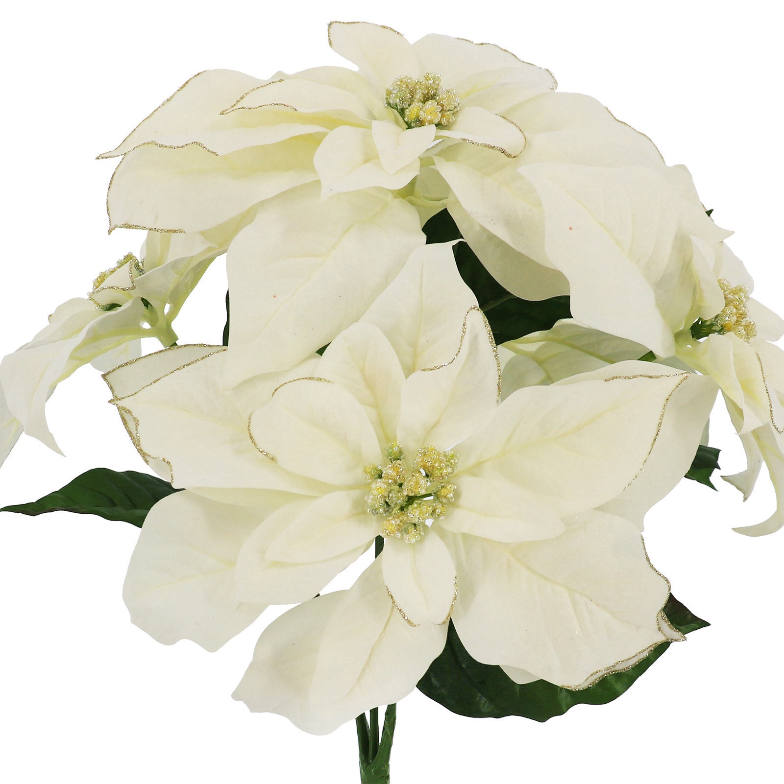 slide 2 of 2, 17" White & Silver Poinsettia Deluxe Bush By Ashland, 14 in x 14 in x 17 in