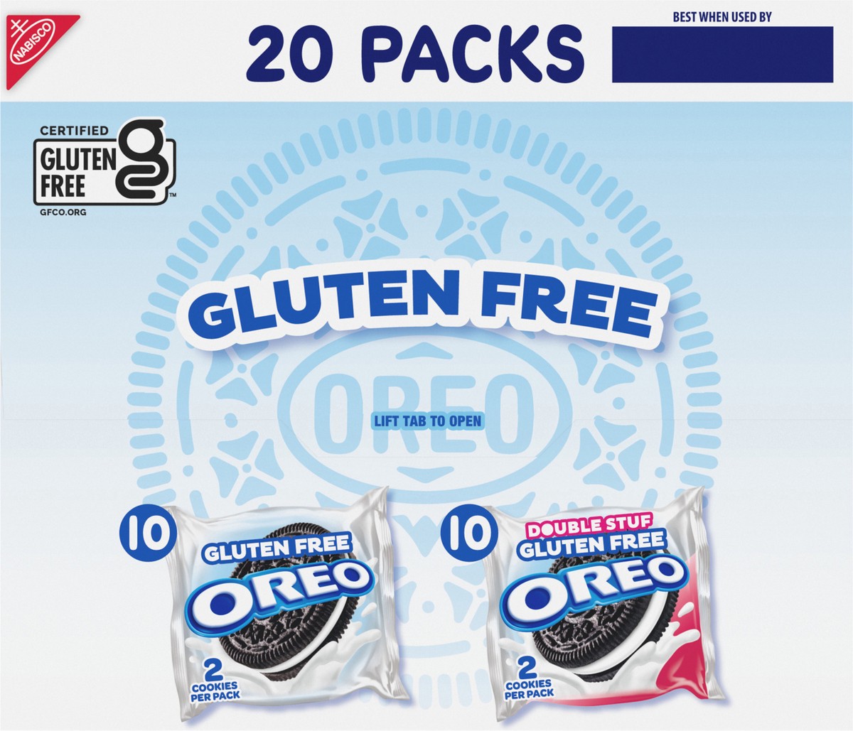 slide 8 of 13, OREO Gluten Free Original & Double Stuf Chocolate Sandwich Cookies Variety Pack, Gluten Free Cookies, 20 Snack Packs (2 Cookies per Pack), 18 oz