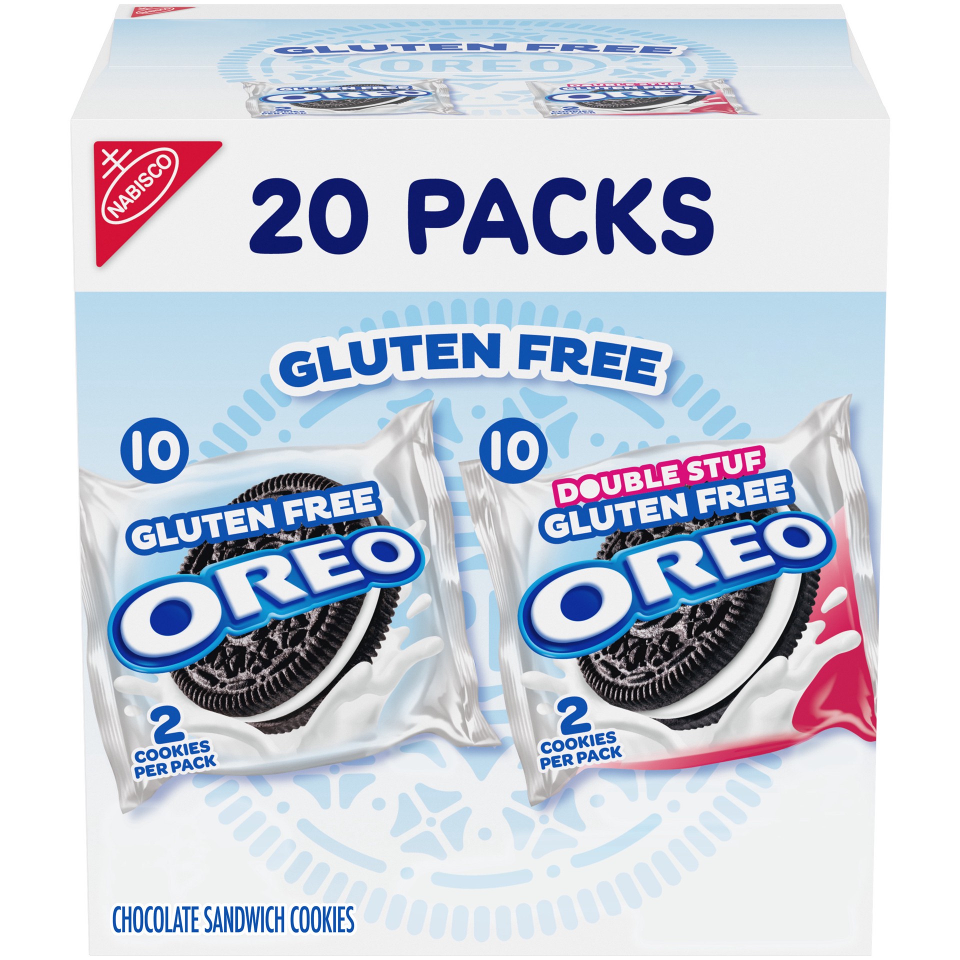 slide 1 of 13, OREO Gluten Free Original & Double Stuf Chocolate Sandwich Cookies Variety Pack, Gluten Free Cookies, 20 Snack Packs (2 Cookies per Pack), 18 oz