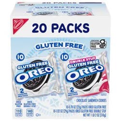 OREO Gluten Free Original & Double Stuf Chocolate Sandwich Cookies Variety Pack, Gluten Free Cookies, 20 Snack Packs (2 Cookies per Pack)