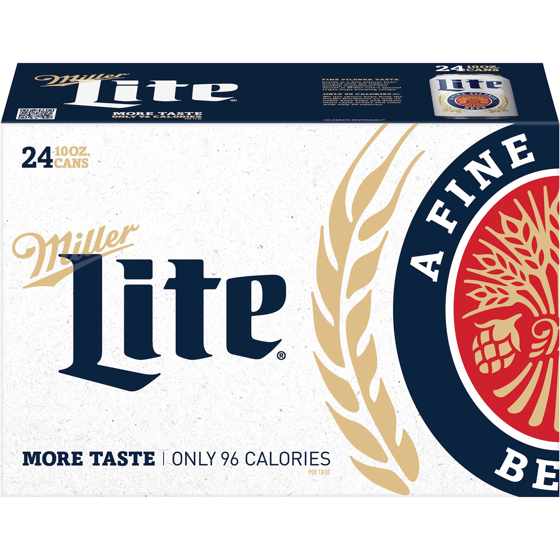 slide 2 of 5, Miller Lite American Light Lager Beer, 4.2% ABV, 24-pack, 10-oz beer cans, 10 fl oz