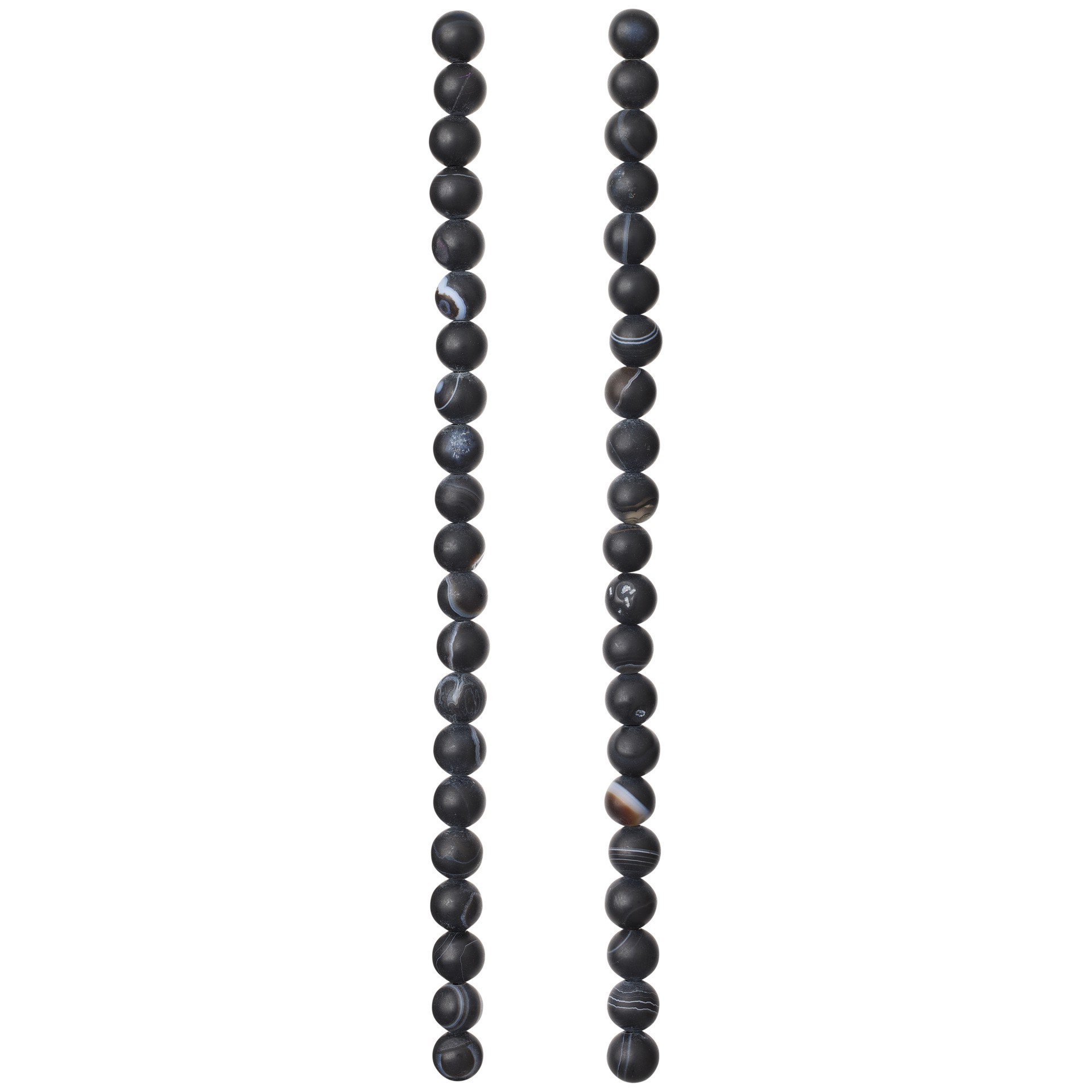 slide 2 of 3, Black Matte Striped Agate Round Beads, 6mm By Bead Landing, 6 mm