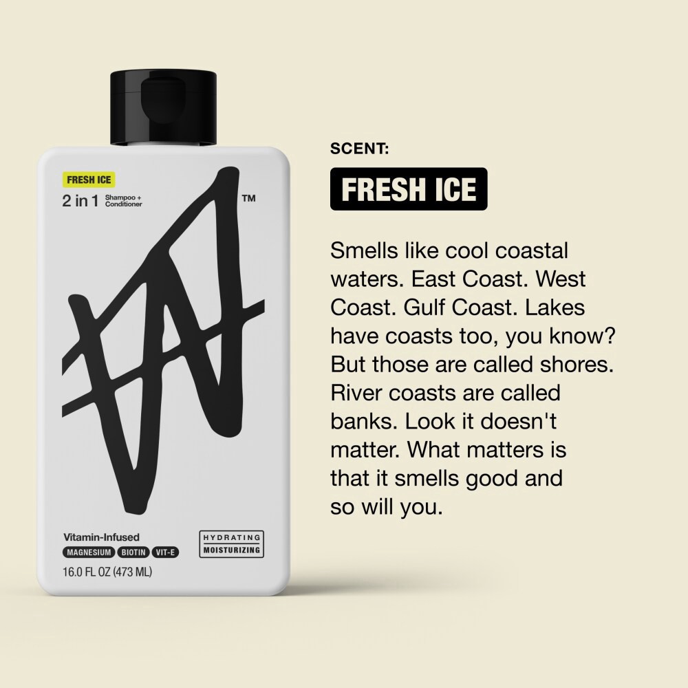 slide 4 of 6, W™ 2-in-1 Shampoo & Conditioner Fresh Ice, 16 fl oz