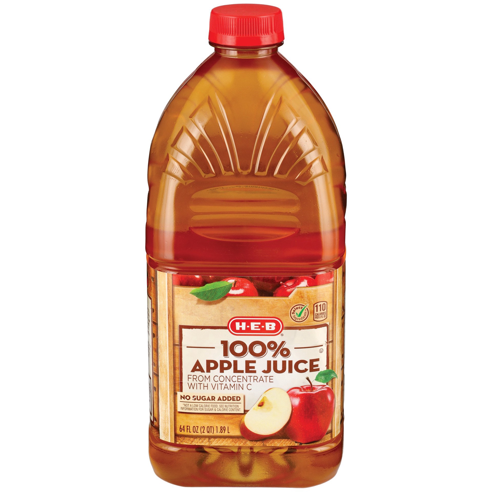 slide 1 of 1, H-E-B Select Ingredients 100% Apple Juice - 64 fl oz, 64 fl oz