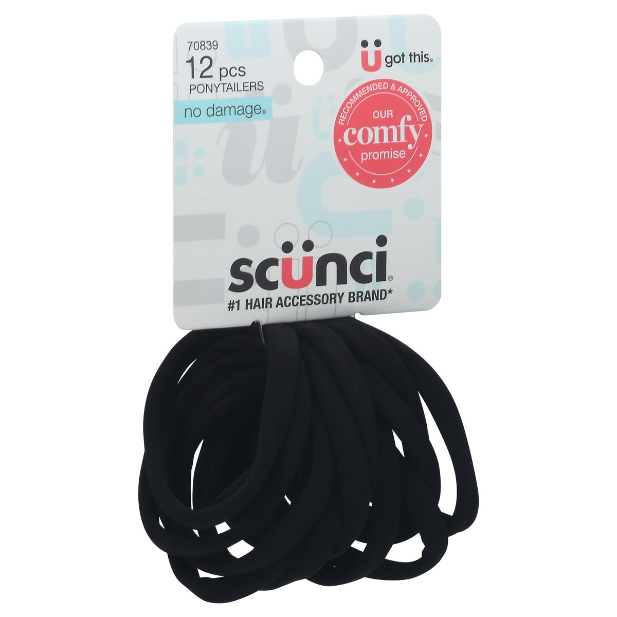 slide 2 of 9, scünci Scunci Hosiery Ponytailers Black, 12 ct