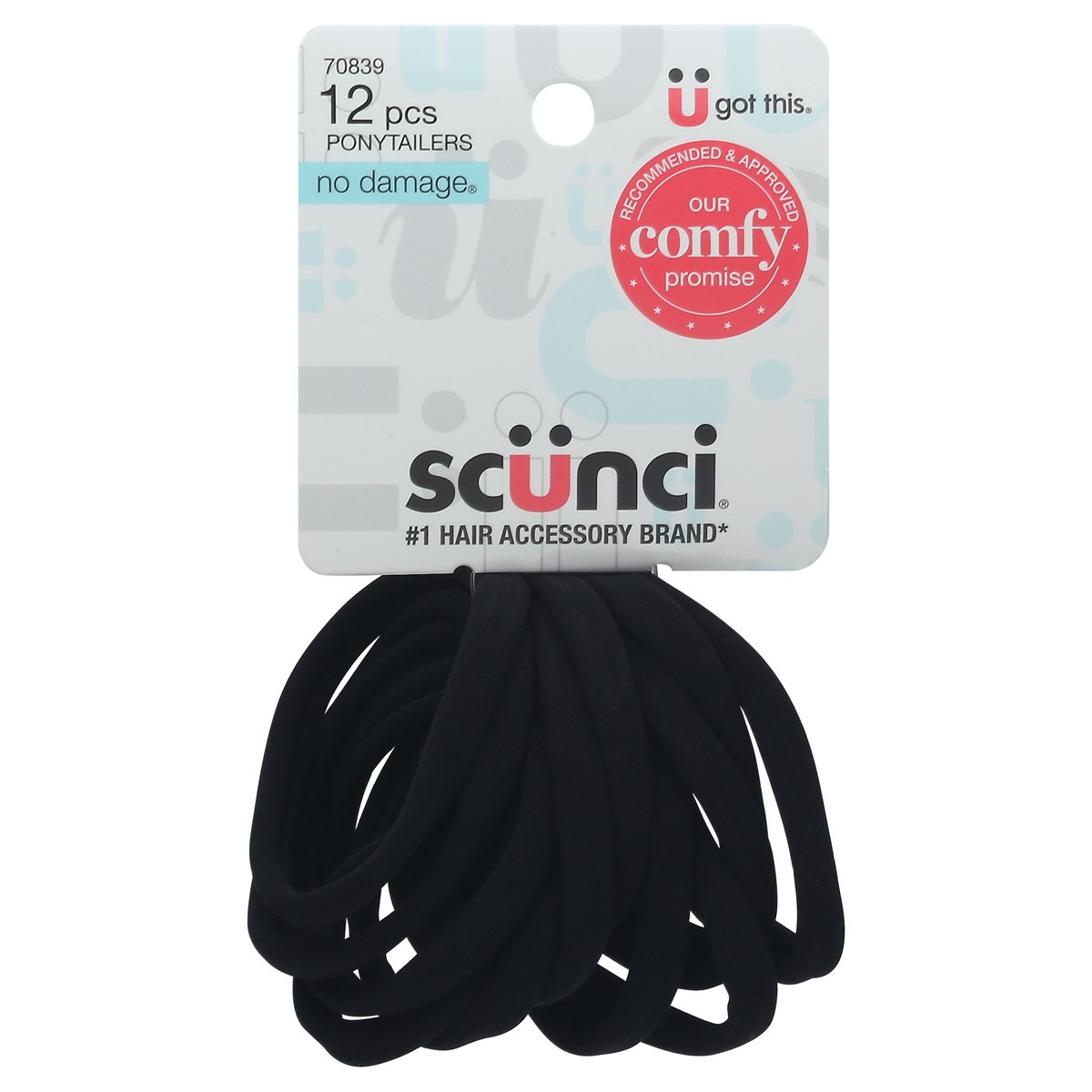 slide 1 of 9, scünci Scunci Hosiery Ponytailers Black, 12 ct