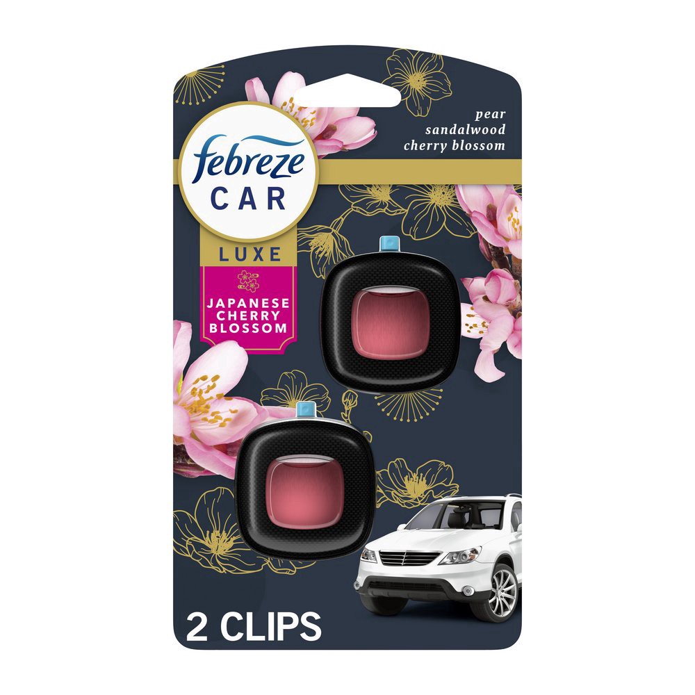 slide 1 of 1, Febreze Luxe Car Vent Clip Air Fresheners - Japanese Cherry Blossom, 2 ct