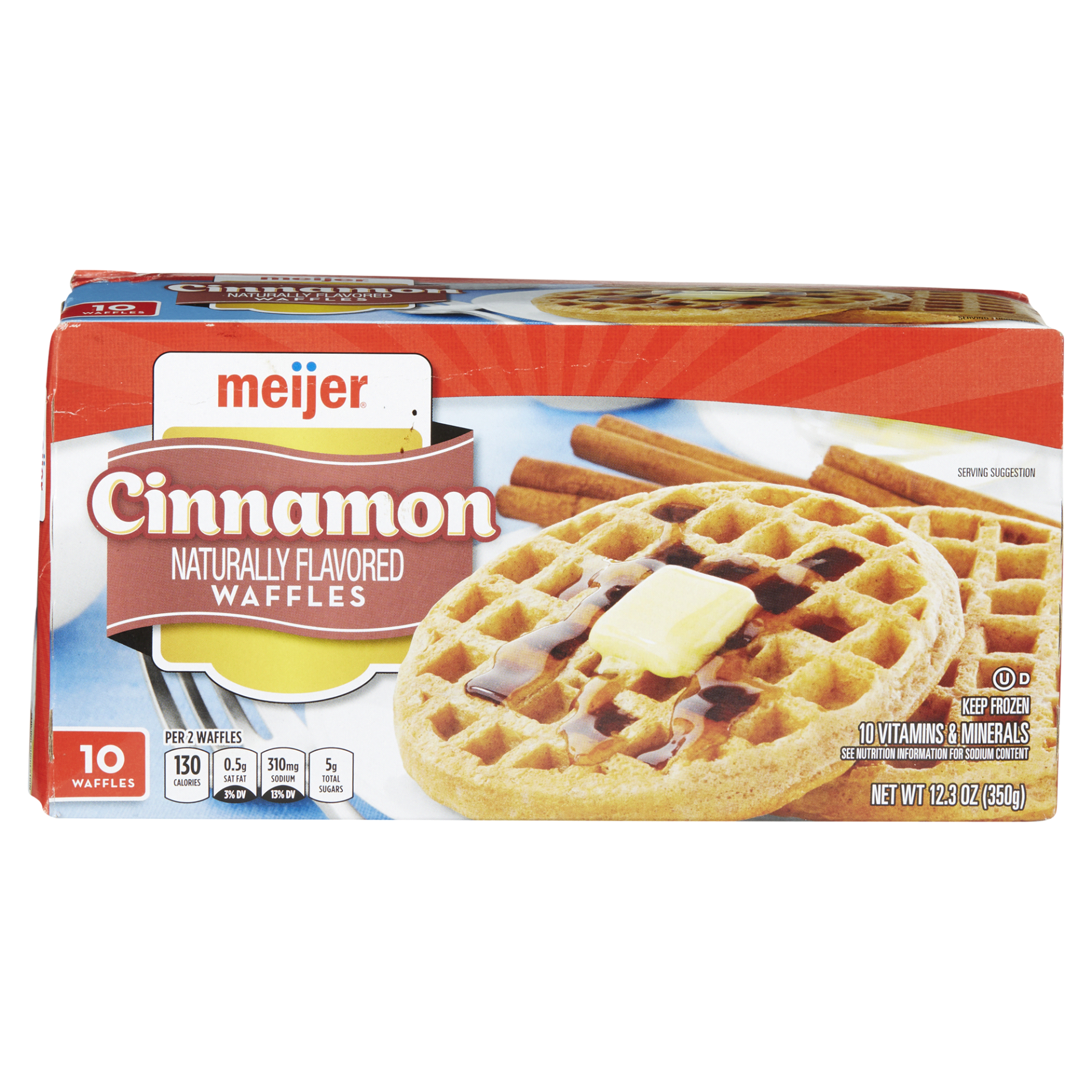 slide 1 of 2, Meijer Cinnamon Frozen Waffles, 10 ct, 12.3 oz