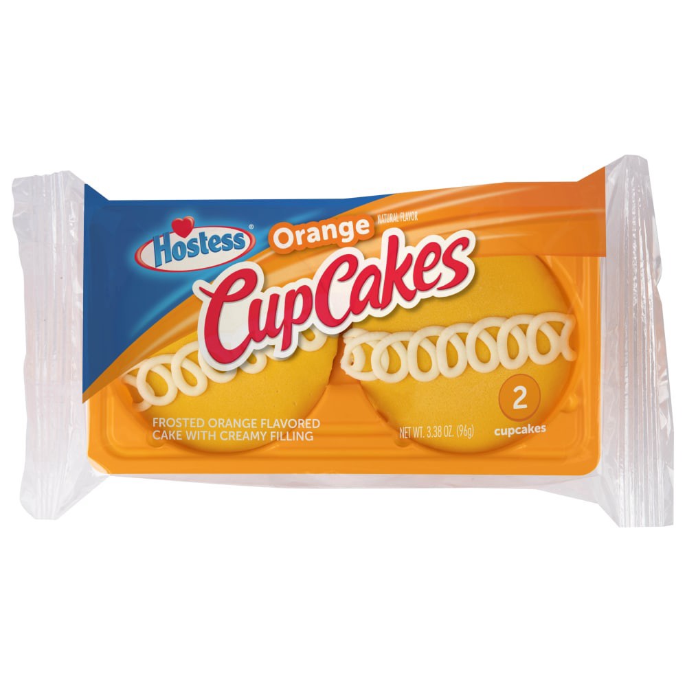 slide 1 of 6, Hostess Orange Flavored Single-Serve Cupcakes, 3.38 oz