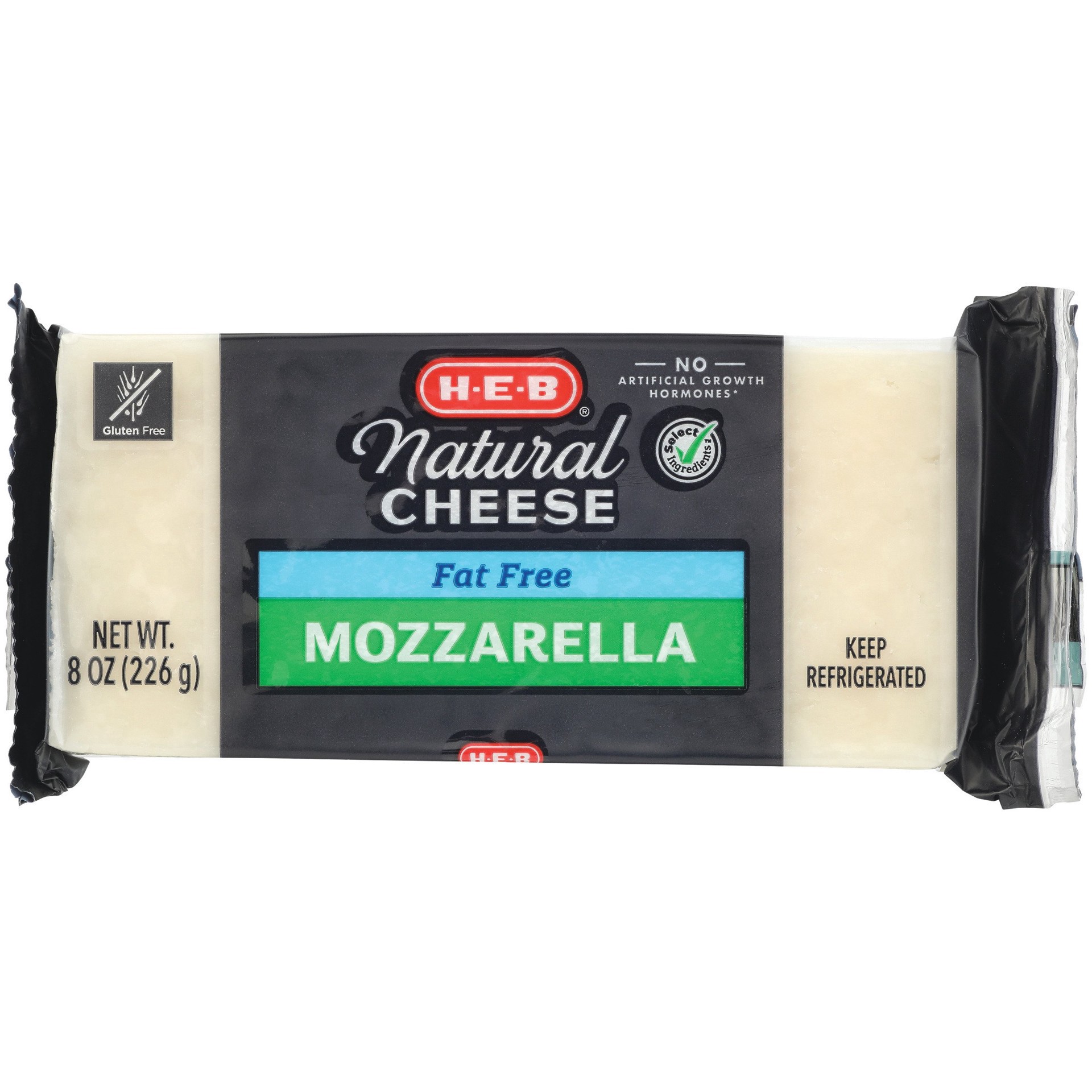 slide 1 of 1, H-E-B Fat Free Mozzarella Cheese, 8 oz