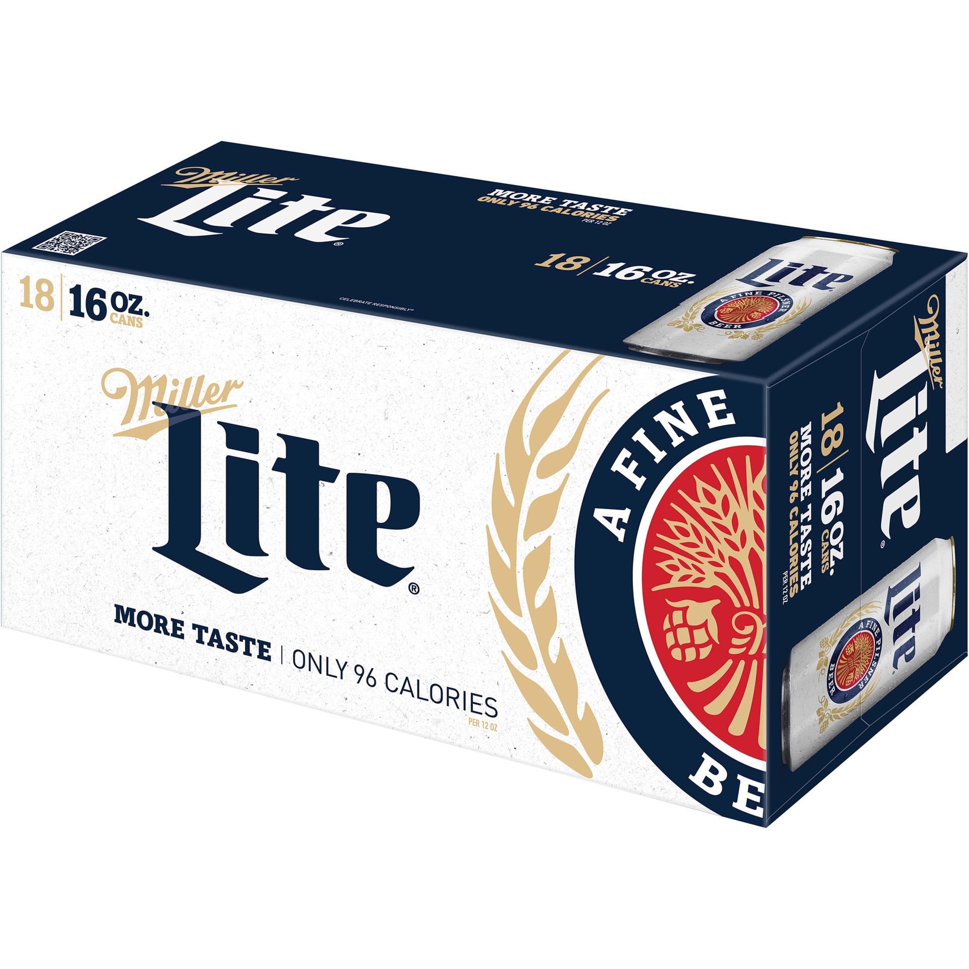 slide 3 of 5, Miller Lite American Light Lager Beer, 4.2% ABV, 18-pack, 16-oz beer cans, 288 oz