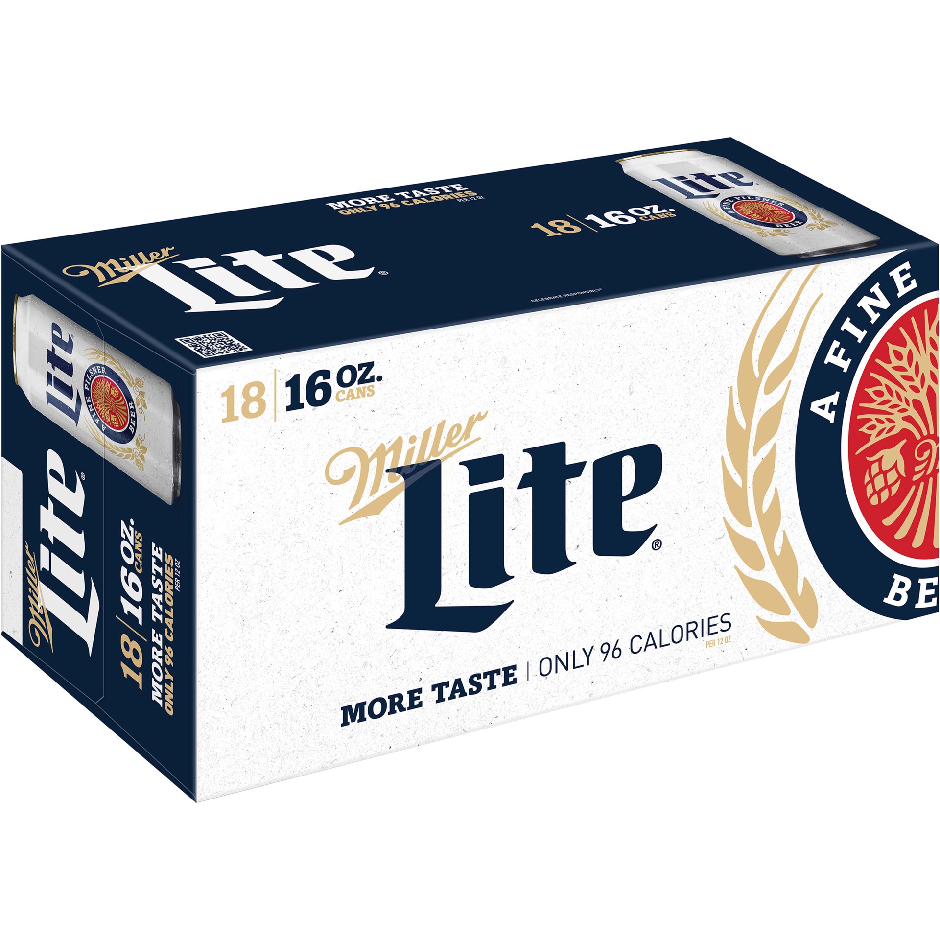 slide 5 of 5, Miller Lite American Light Lager Beer, 4.2% ABV, 18-pack, 16-oz beer cans, 288 oz