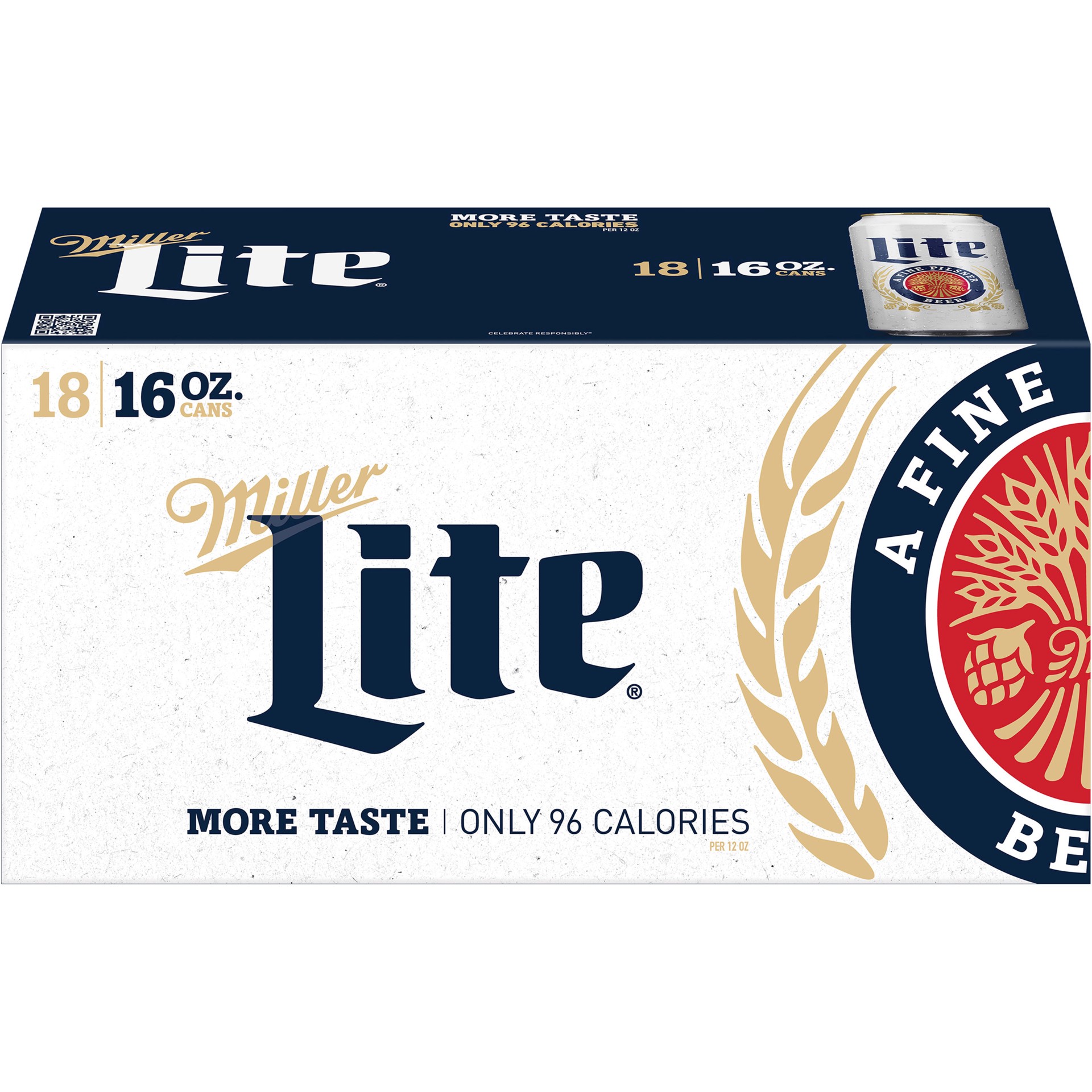 slide 2 of 5, Miller Lite American Light Lager Beer, 4.2% ABV, 18-pack, 16-oz beer cans, 288 oz