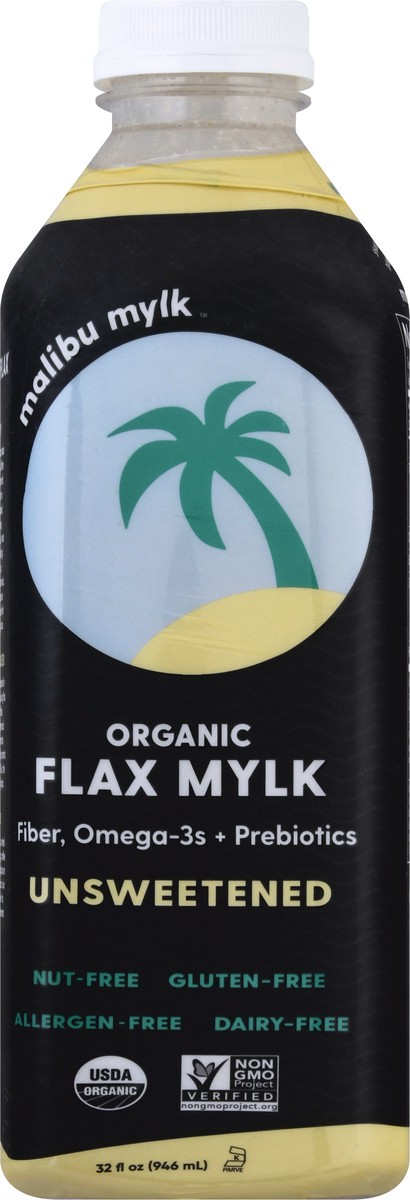 slide 1 of 11, Malibu Mylk Organic Unsweetened Flax Mylk 32 oz, 32 fl oz