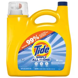 Tide Simply Liquid Laundry Detergent, Refreshing Breeze Scent, 107 fl oz, 85 Loads