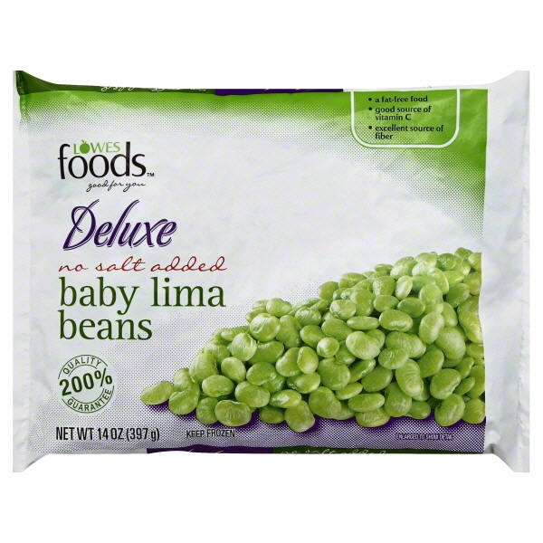 slide 1 of 1, Lowes Foods Deluxe Baby Lima Beans No Salt Added, 14 oz