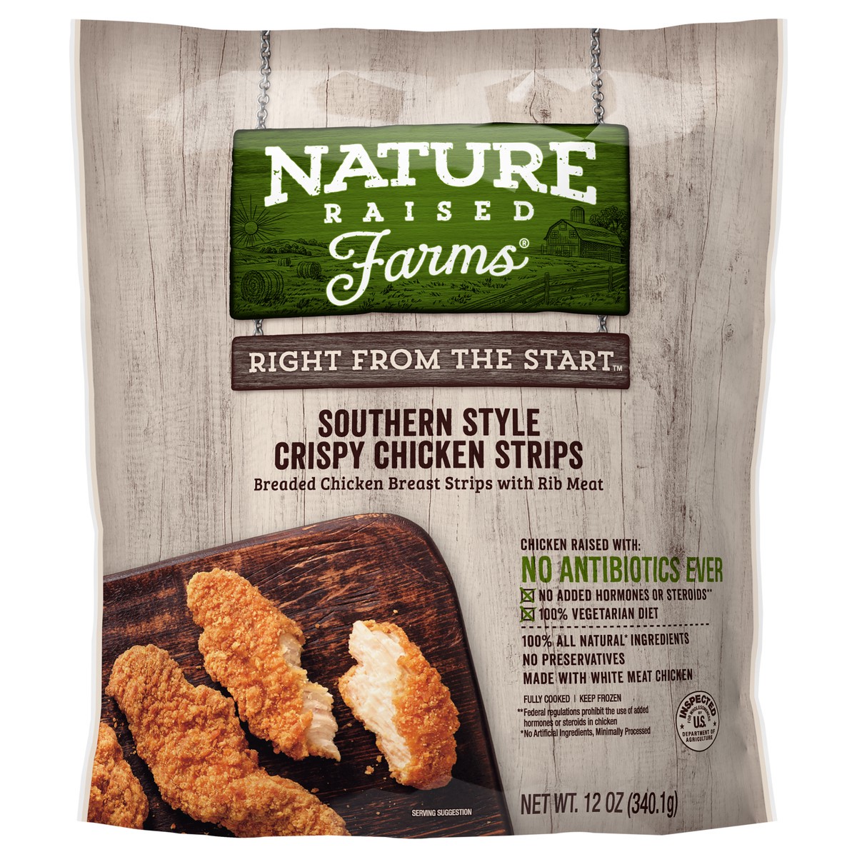 slide 1 of 8, NATURE RAISED NatureRaised Farms Southern Style Crispy Chicken Strips, 12 oz. (Frozen), 12 oz