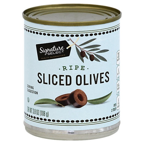 slide 1 of 1, Signature Select Olives Sliced Ripe Can, 3.8 oz