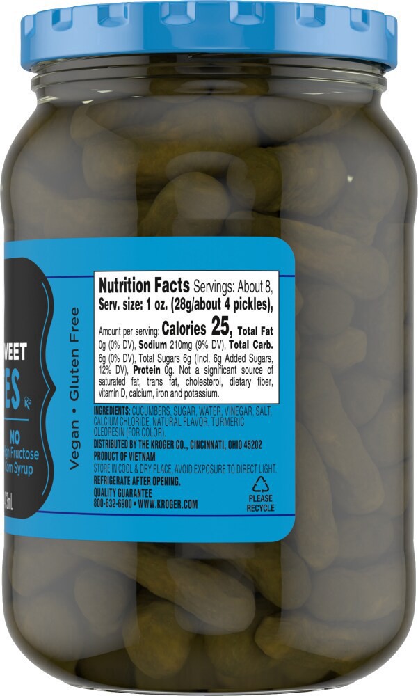 slide 3 of 3, Kroger® Whole Sweet Petites Pickles, 16 fl oz