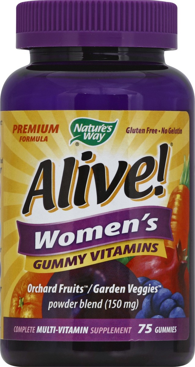 slide 3 of 3, Nature's Way Alive! Women's Premium Grape, Cherry & Blueberry-Acai Flavored Multivitamin 75 Gummies, 75 ct