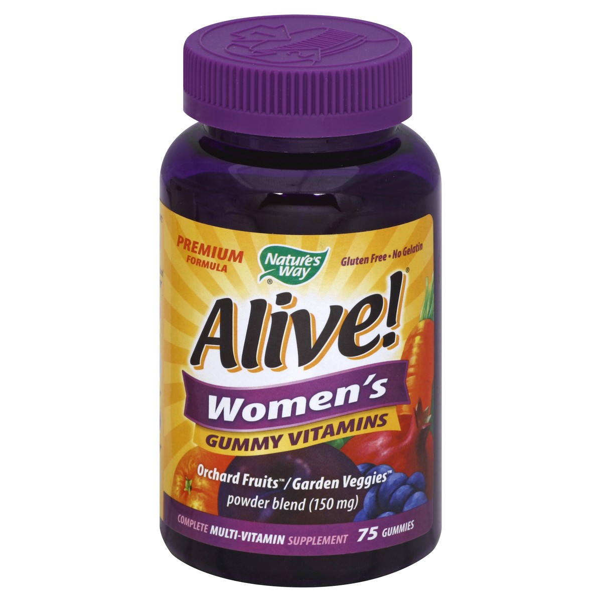 slide 2 of 3, Nature's Way Alive! Women's Premium Grape, Cherry & Blueberry-Acai Flavored Multivitamin 75 Gummies, 75 ct