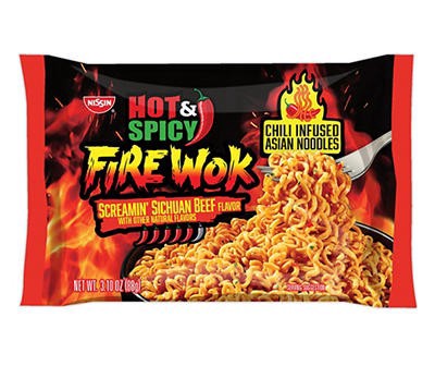 slide 1 of 1, Nissin Fire Wok Screamin' Sichuan Beef Instant Noodles, 3.1 Oz., 1 ct