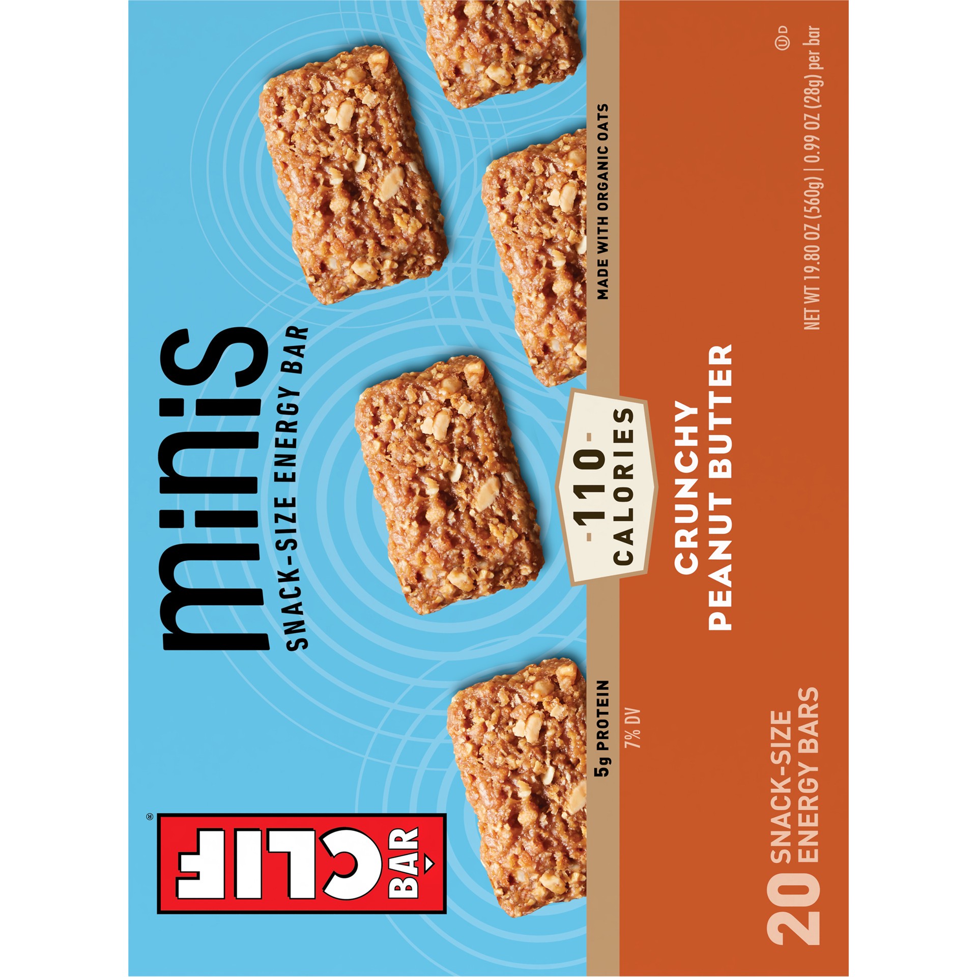 slide 3 of 4, CLIF Bar Crunchy Peanut Butter Energy Bar Minis - 20ct, 0.99 oz; 19.8 oz