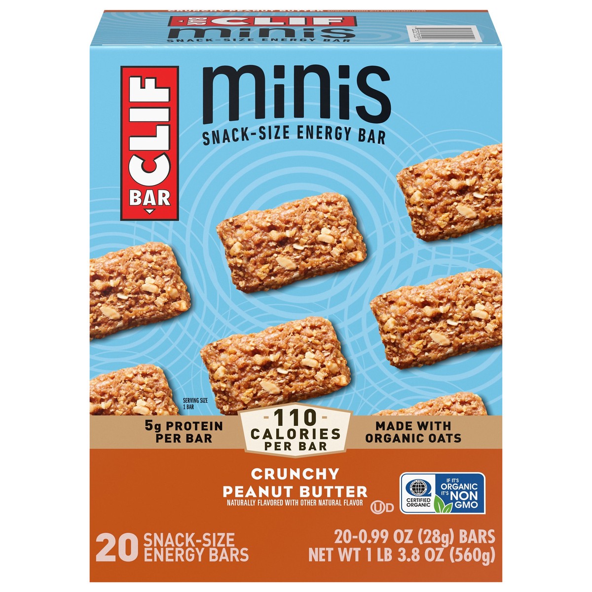 slide 1 of 4, CLIF Bar Crunchy Peanut Butter Energy Bar Minis - 20ct, 0.99 oz; 19.8 oz