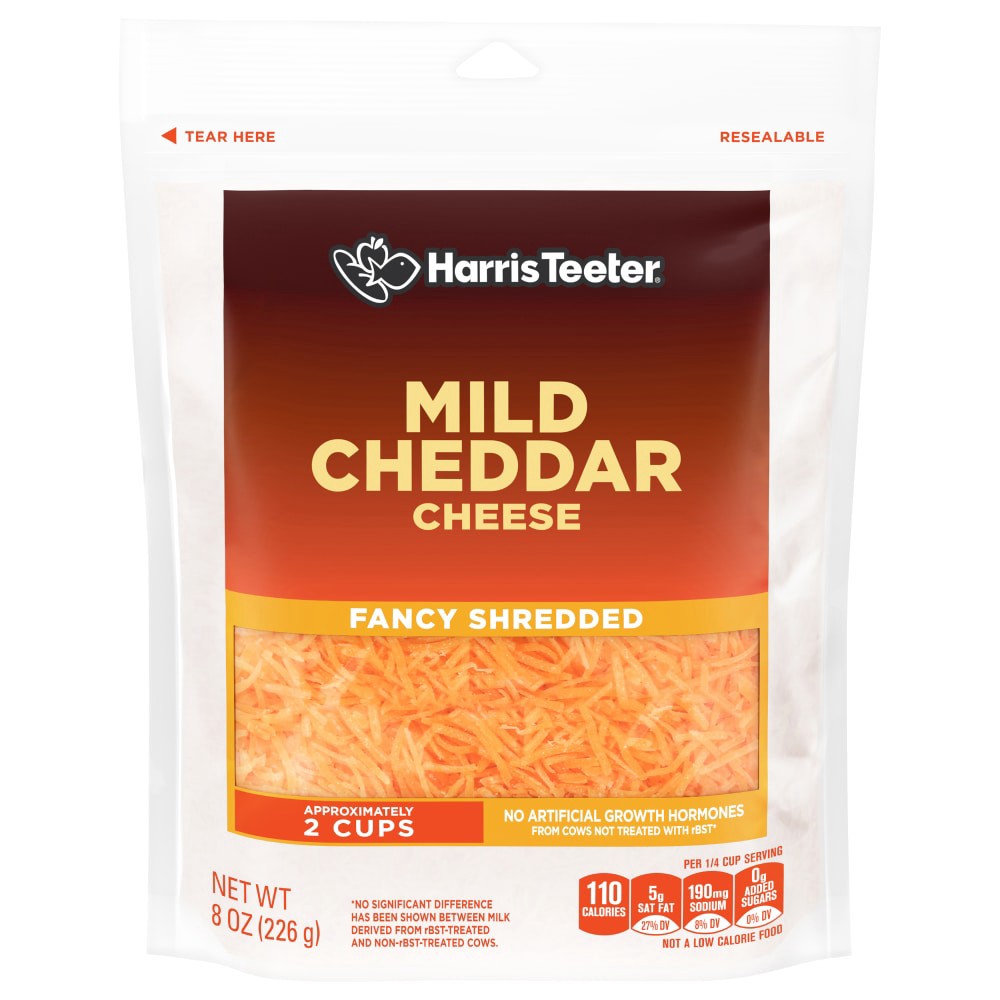 slide 1 of 4, Harris Teeter™ Fancy Shredded Mild Cheddar Cheese, 8 oz