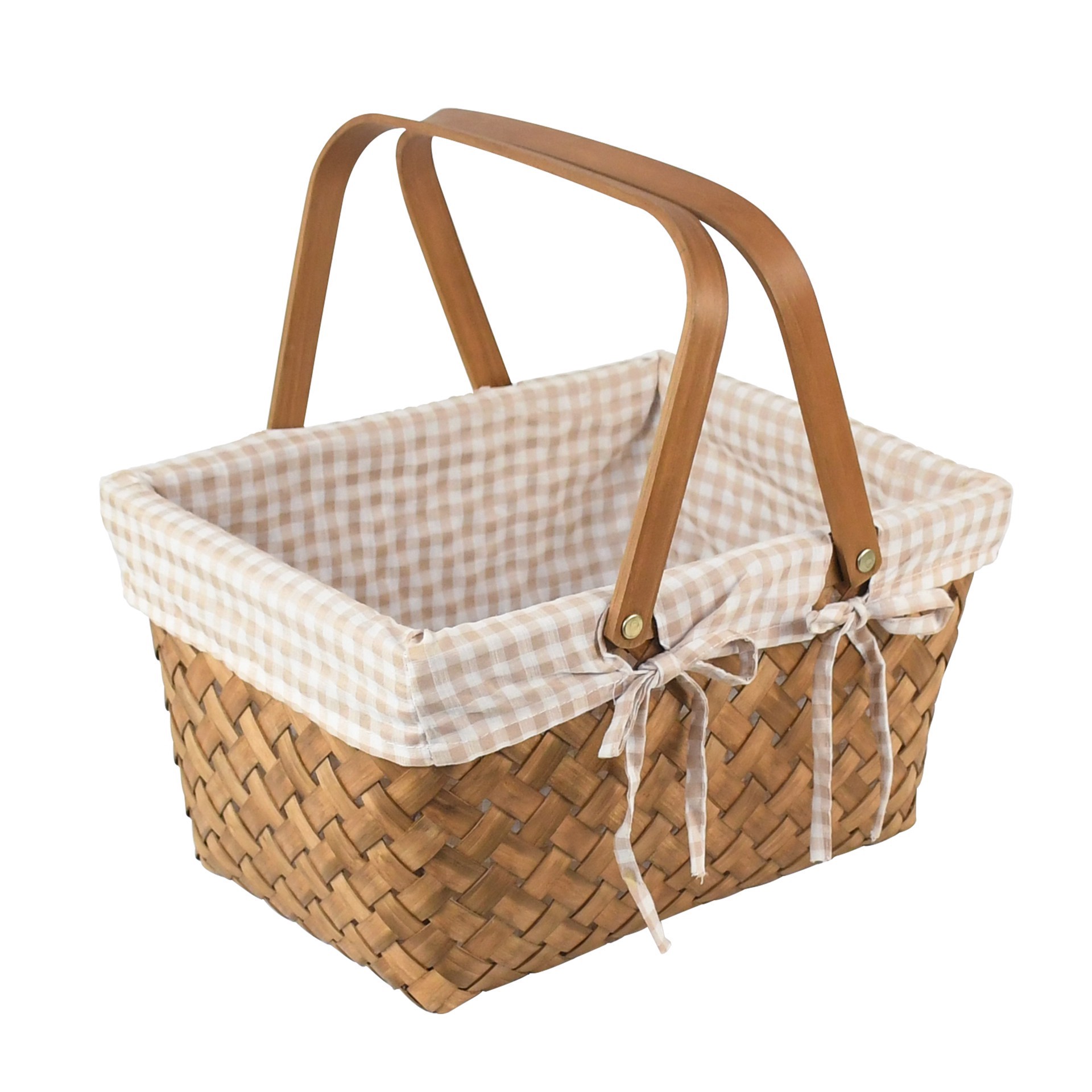 slide 4 of 5, 13" Picnic Basket With Liner By Ashland, 13 in x 10 in x 7 in
