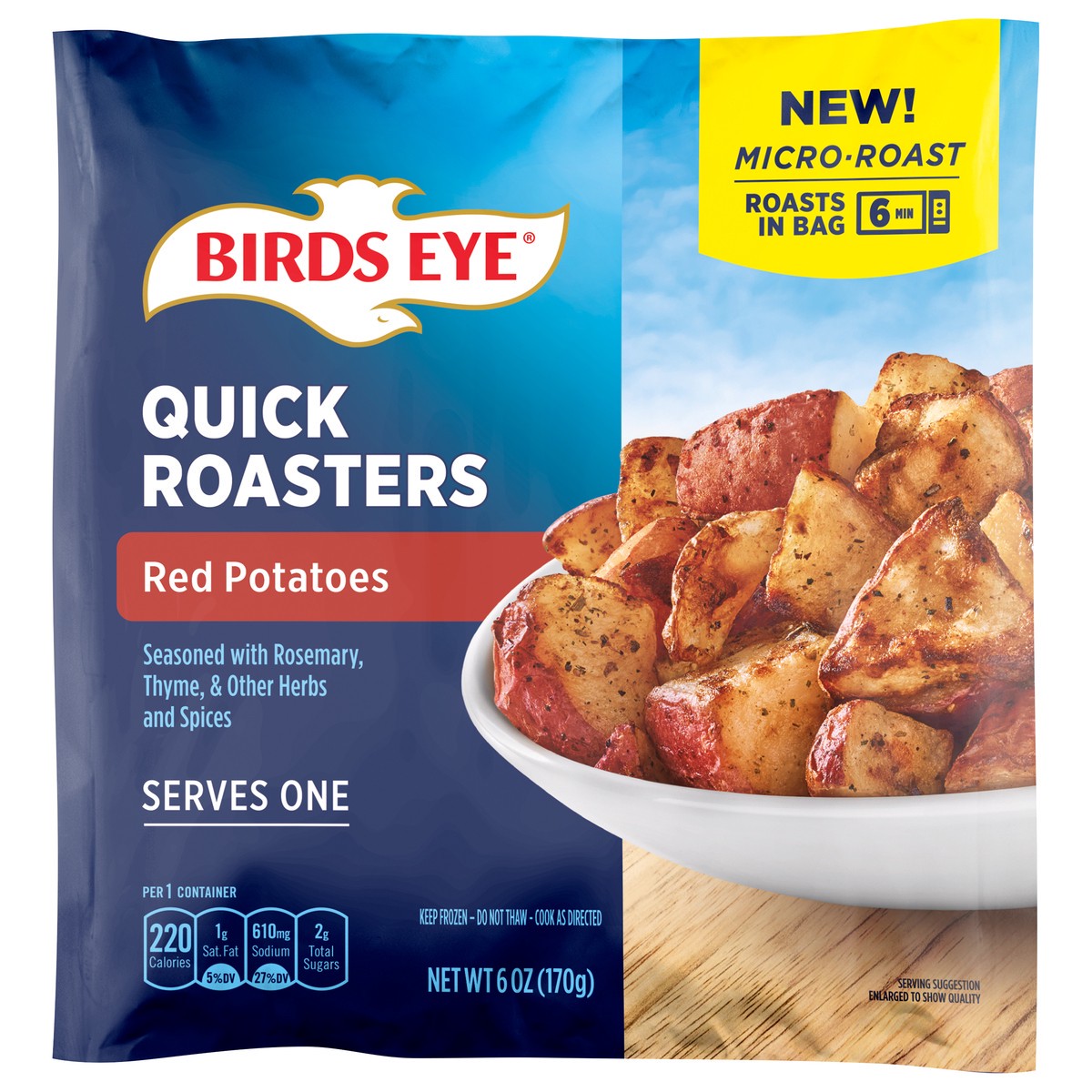 slide 1 of 5, Birds Eye Microwave Roasters Red Potatoes, Frozen Vegetable, 6 OZ Bag, 6 oz