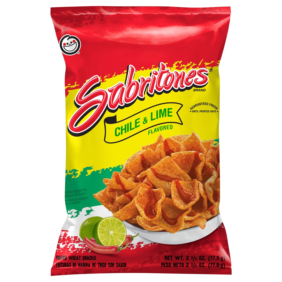 slide 1 of 5, Sabritones Puffed Wheat Snacks Chile & Lime Flavored 2 3/4 Oz, 2.75 oz