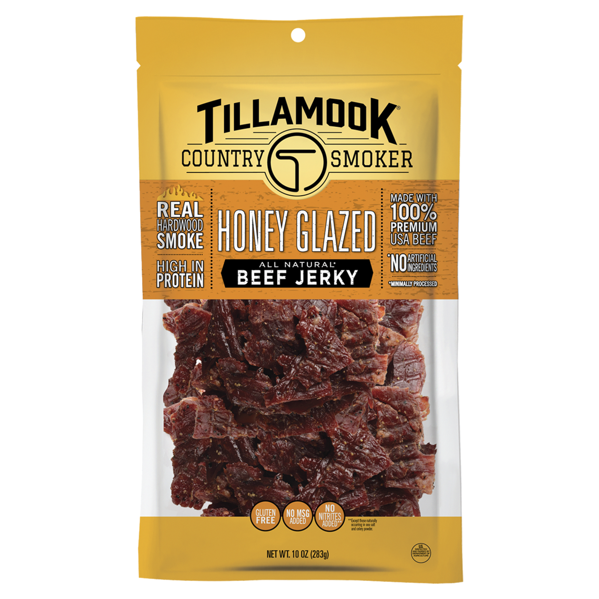 slide 1 of 1, Tillamook Country Smoker Honey Glazed Beef Jerky, 10 oz