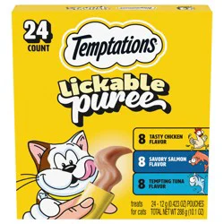Temptations Lickable Puree Assorted Treats for Cats 24 - 0.423 oz Pouches