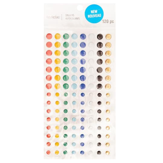 slide 1 of 3, Multicolor Matte Dot Stickers By Recollections, 3.75 in x 6.75 in