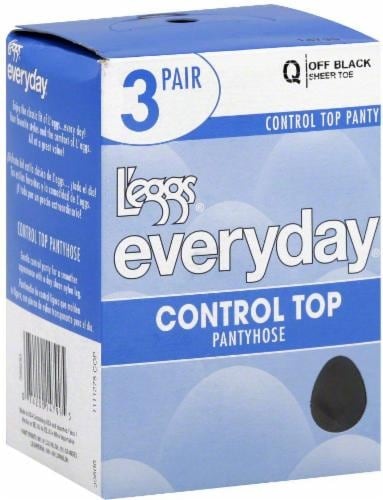 slide 1 of 1, L'eggs Everyday Pantyhose - Control Top - Off Black, 3 ct