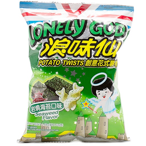 slide 1 of 1, Want-Want Hot-Kid Lonely-God Potato Twist Seaweed Flavor, 42 gram