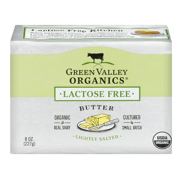 slide 1 of 1, Green Valley Organics Butter, Lactose Free, Organic, Lightly Salted, 8 oz