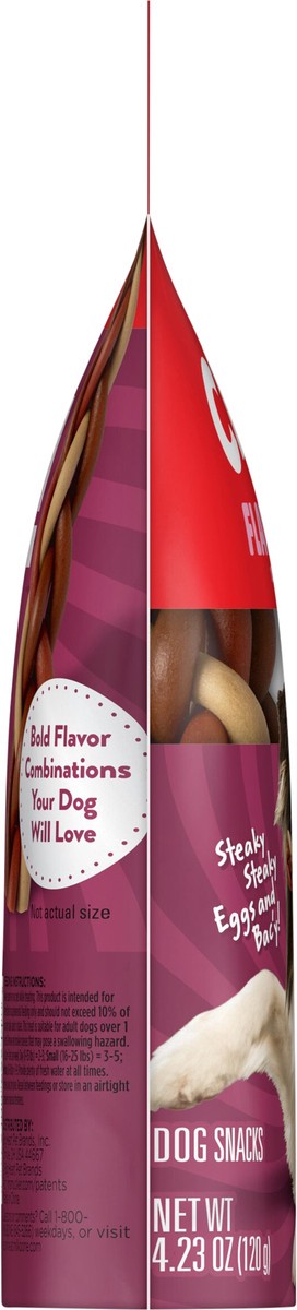 slide 2 of 7, Milk-Bone Steaky Steaky Eggs & Bac′y Flavor Braids, Rawhide Free Dog Chews, Small Long-Lasting Dog Treats, Bag of 5, 4.23 oz