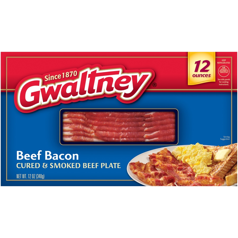 slide 1 of 4, Gwaltney Sliced Beef Bacon, 12 oz