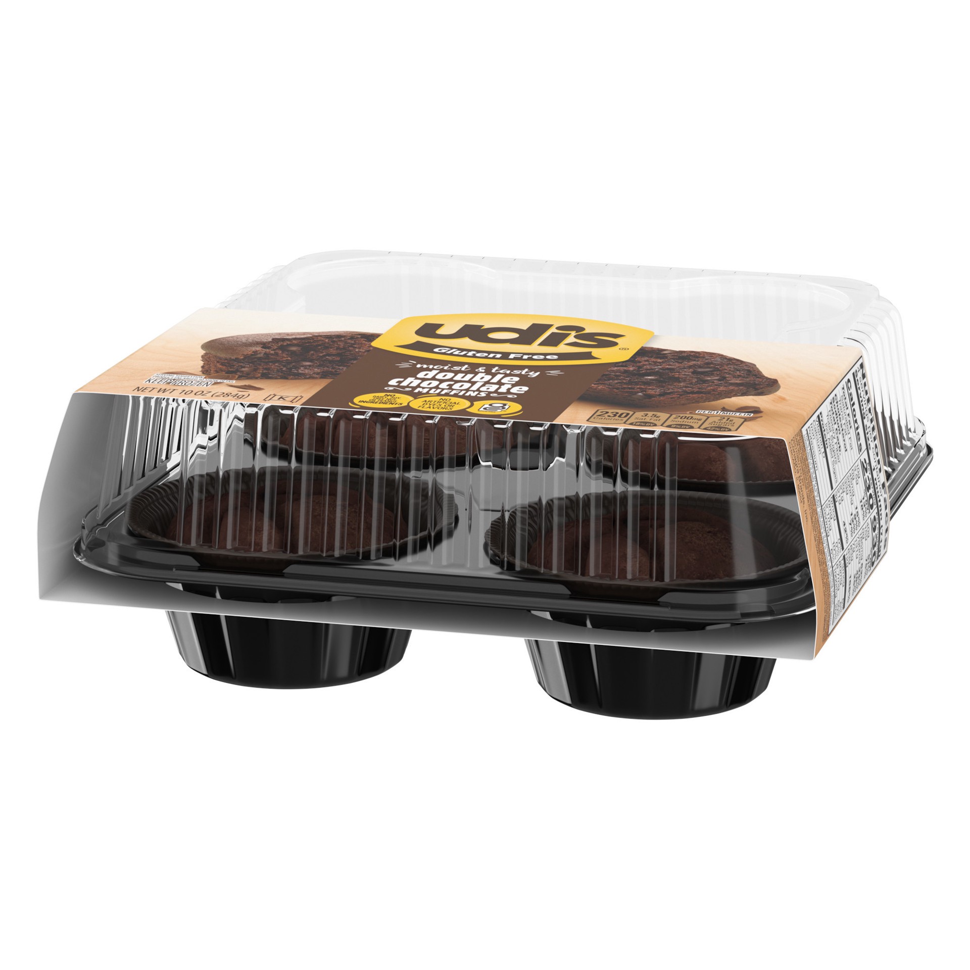 slide 5 of 5, Udi's Gluten Free Double Chocolate Muffins, Frozen, 10 oz. 4 Count, 10 oz