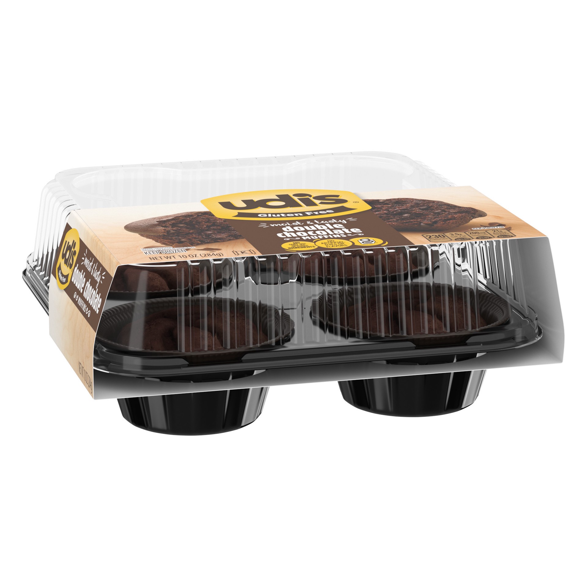 slide 3 of 5, Udi's Gluten Free Double Chocolate Muffins, Frozen, 10 oz. 4 Count, 10 oz